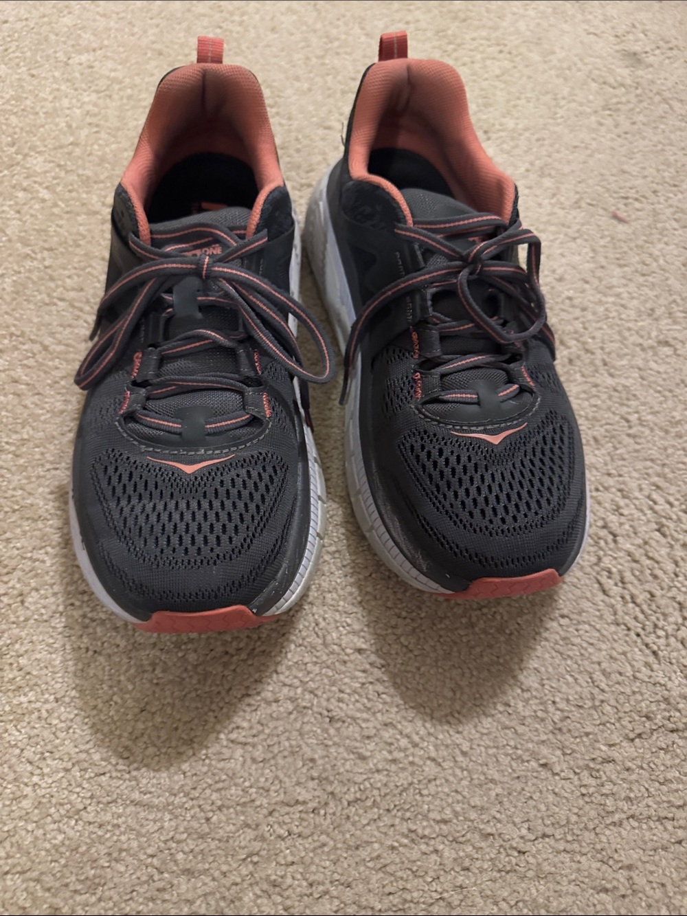 Hoka Women's Athletic Shoes - Black with Coral Accents